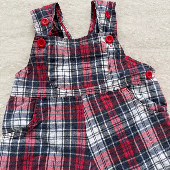Vintage Red Plaid Overalls 9 months - Picture 2 of 5